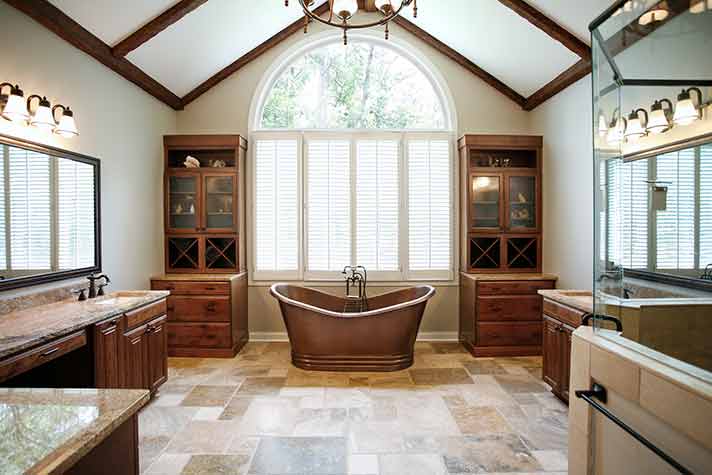 luxurious bathroom with copper tub