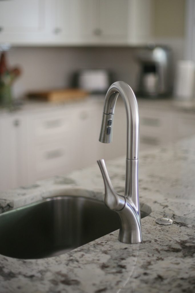 Accessible kitchen with touch, one-lever faucet