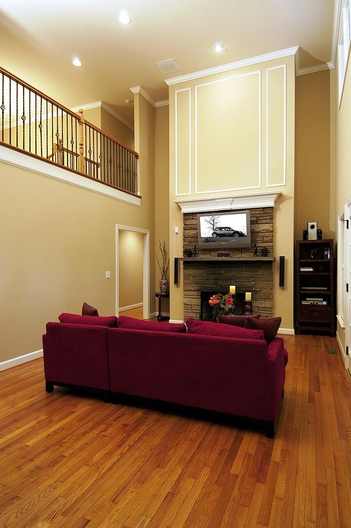 Additional view of living room fireplace