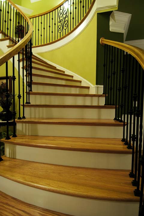 Close-up of oak stair treads