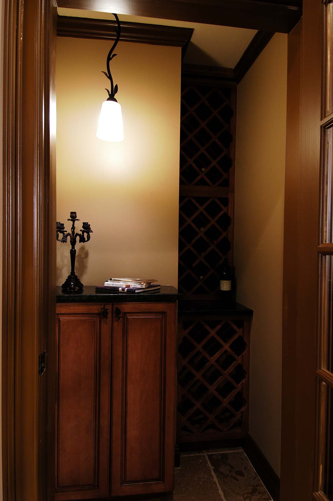 Interior of wine tasting closet