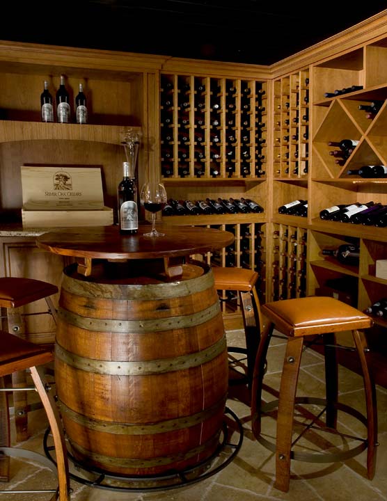 Custom wine cellar tasting station